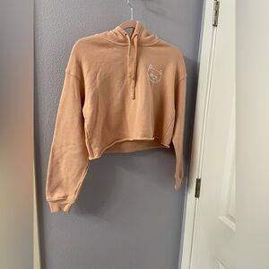 Cropped Cat Peach Hoodie Sweatshirt - Women